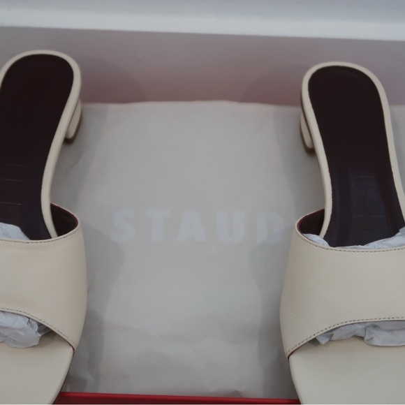 STAUD Cream Mules Elegant Clogs